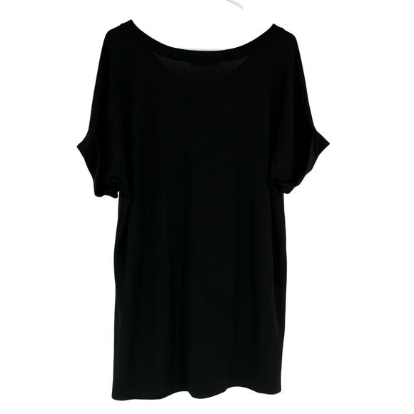 Shelia Rose Cuffed Short Sleeve Hi-Lo Tunic V-Neck Tee Shirt in Black Size Large - Picture 3 of 7